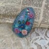 Hand-embroidered hairpin gray-blue