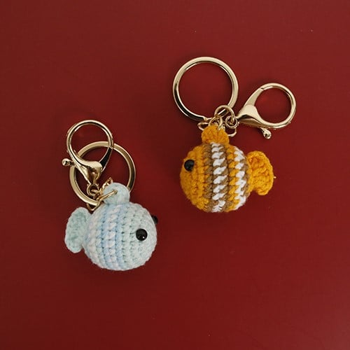 Handmade Crochet Clownfish Keychain