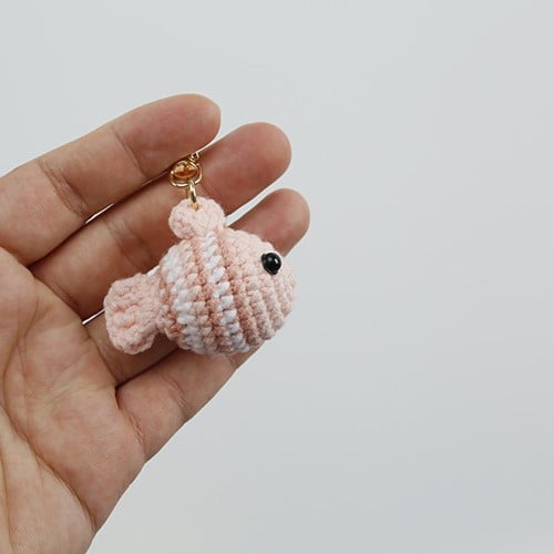 Handmade Crochet Clownfish Keychain