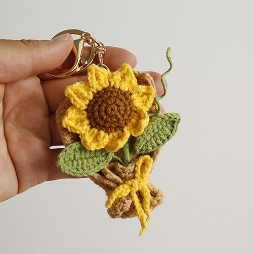 handmade Crochet Sunflower Keychain