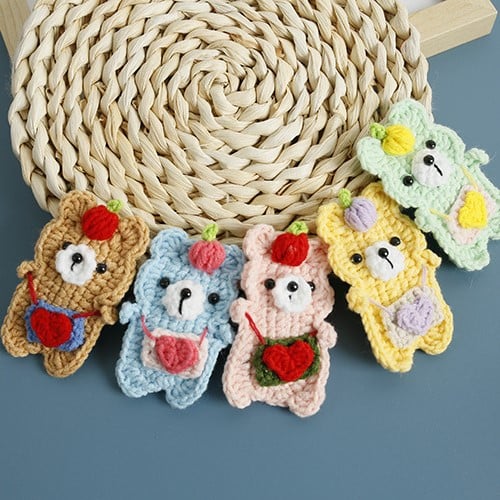 handmade crochet bear hair clips