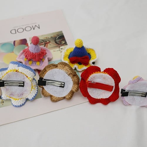 Handmade Christmas Crochet Hat Hair Clips