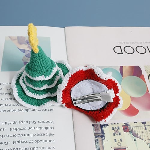 Handmade Christmas Crochet Hat Hair Clips