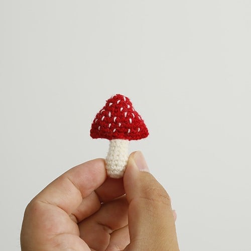 Handmade Crochet Mushroom Brooch