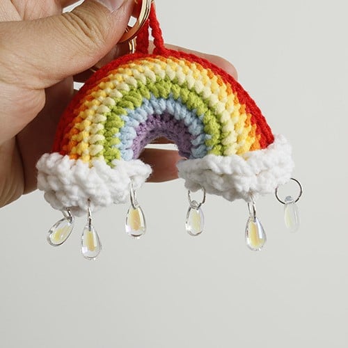 Handmade Rainbow Raindrop Keychain