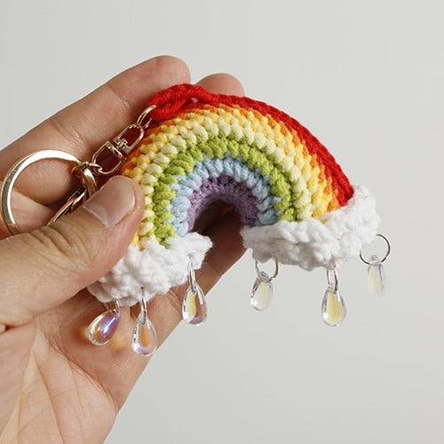 Handmade Rainbow Raindrop Keychain