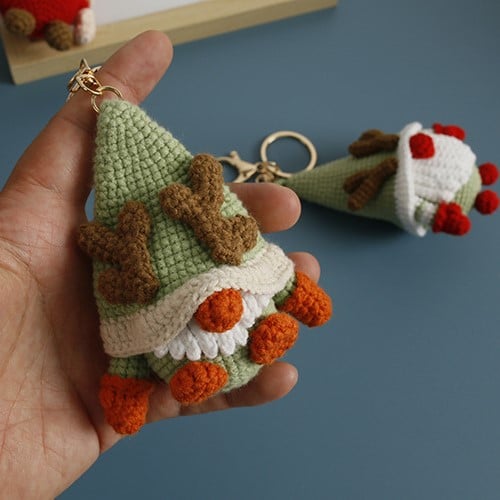orange — Handmade Crochet Christmas Gnome Keychains