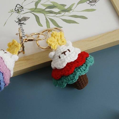 Crochet Christmas Tree Animal Keychains