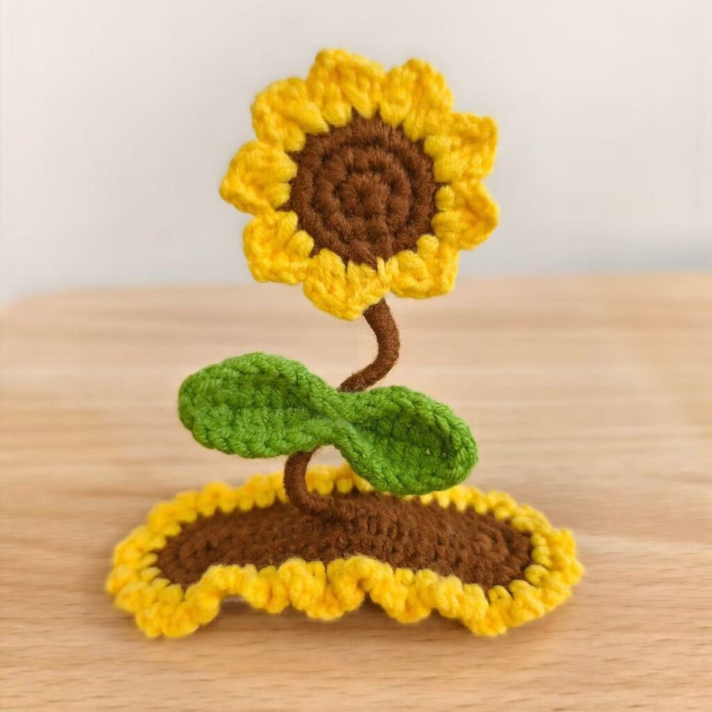 Handmade Crochet Sunflower Hair Clip