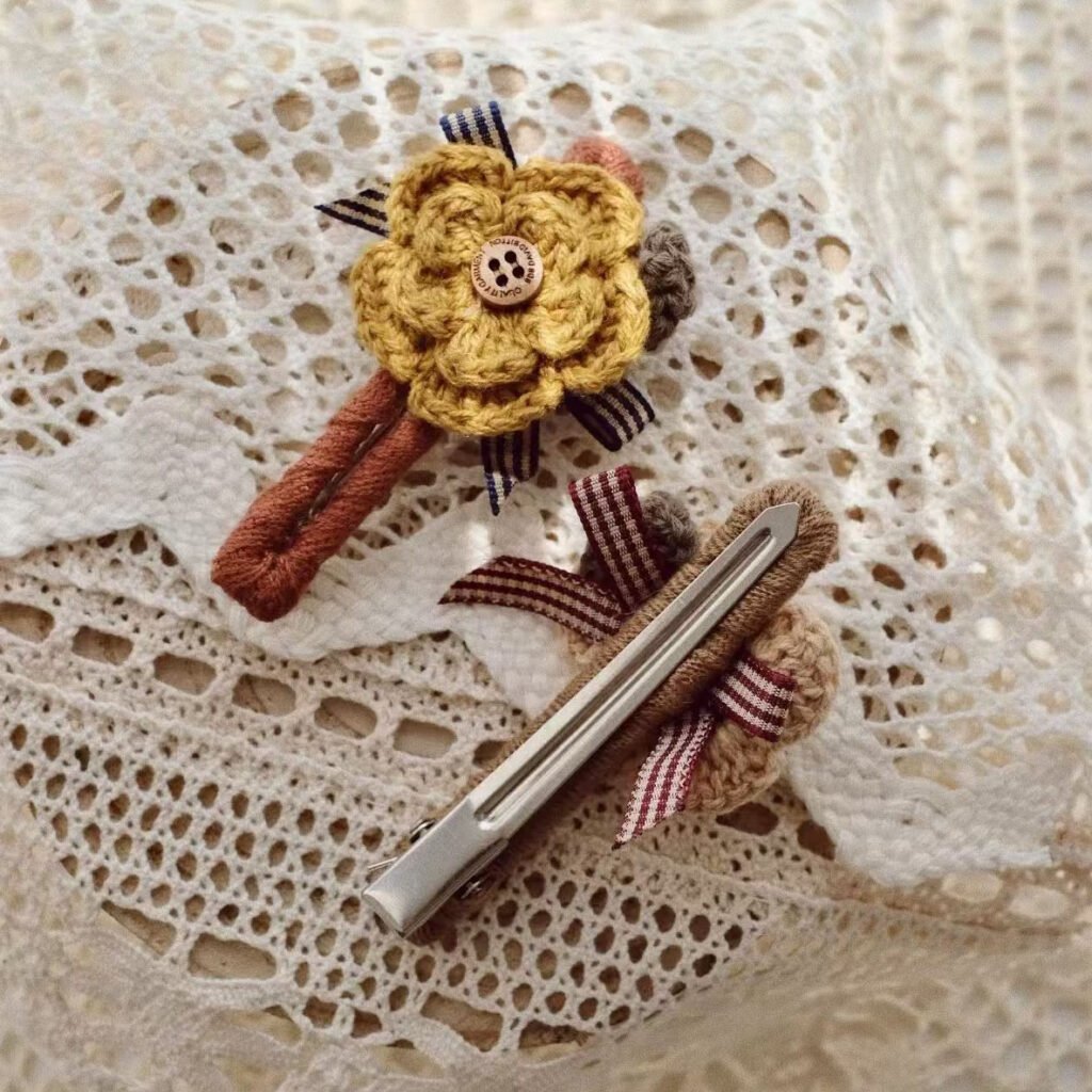 handmade crochet flower hair clips