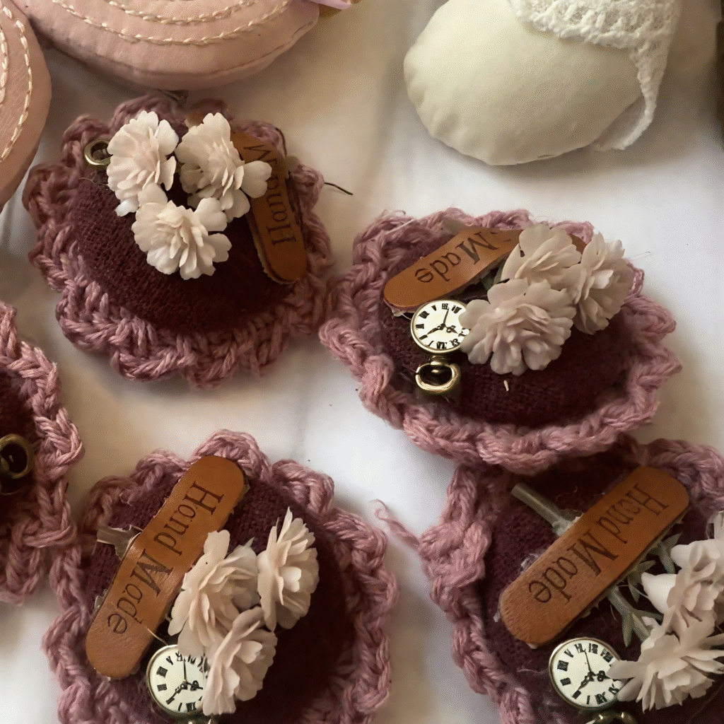 crochet flower hair clips