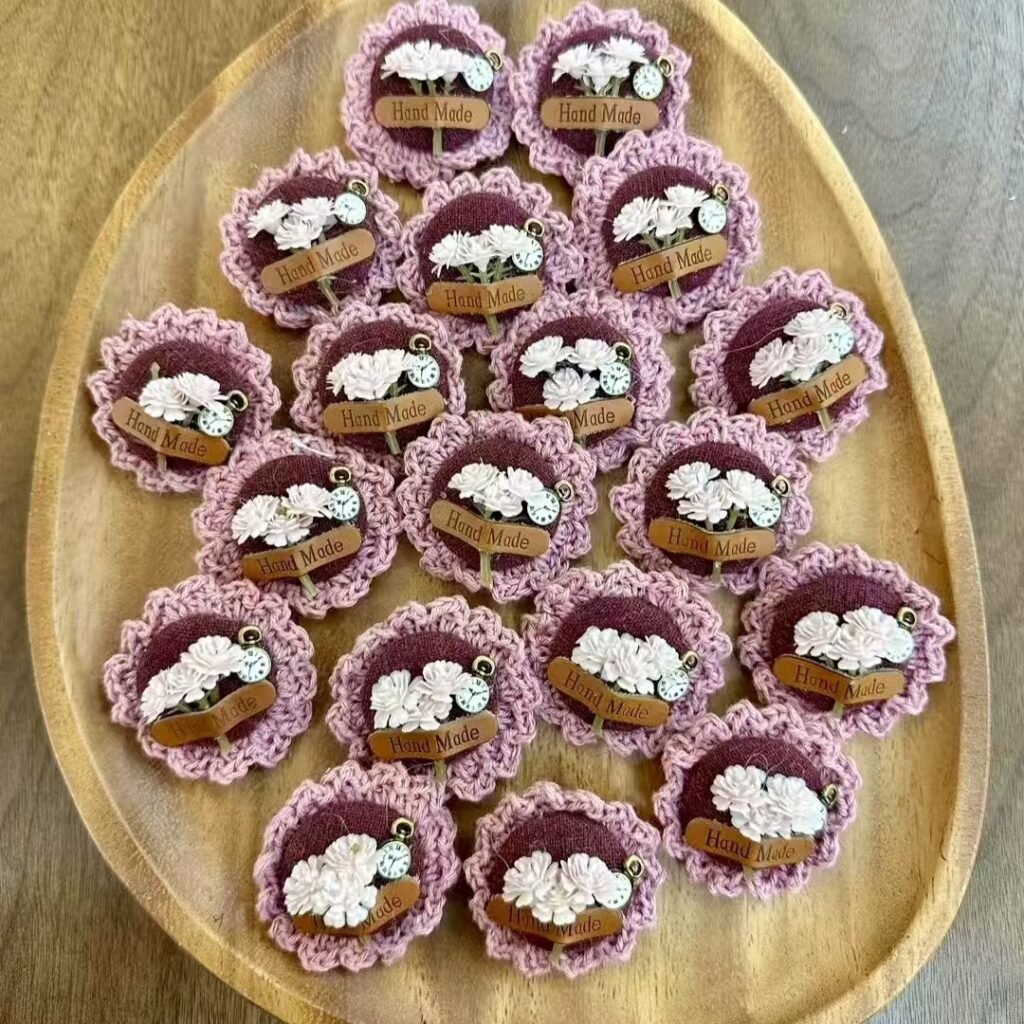 crochet flower hair clips