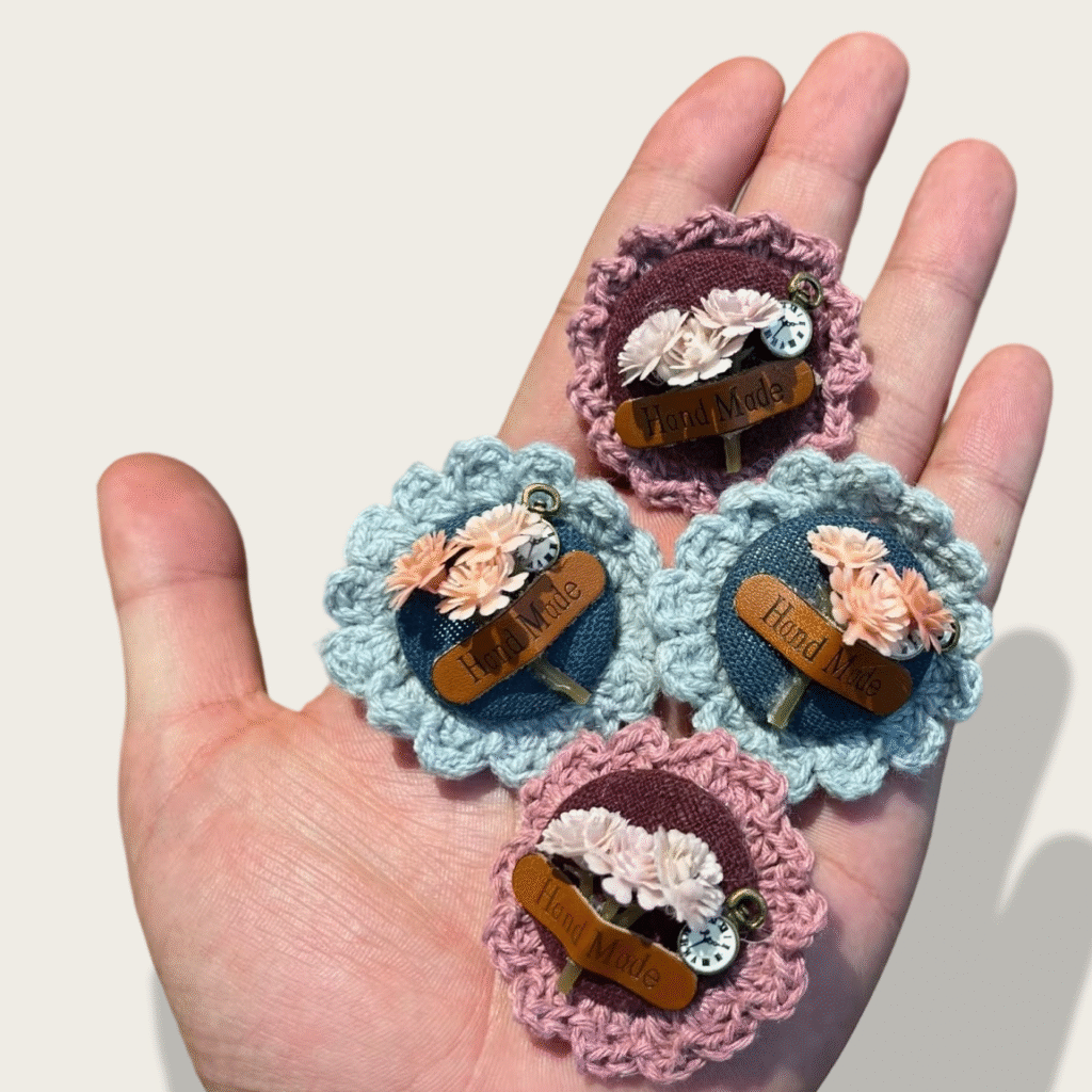 crochet flower hair clips
