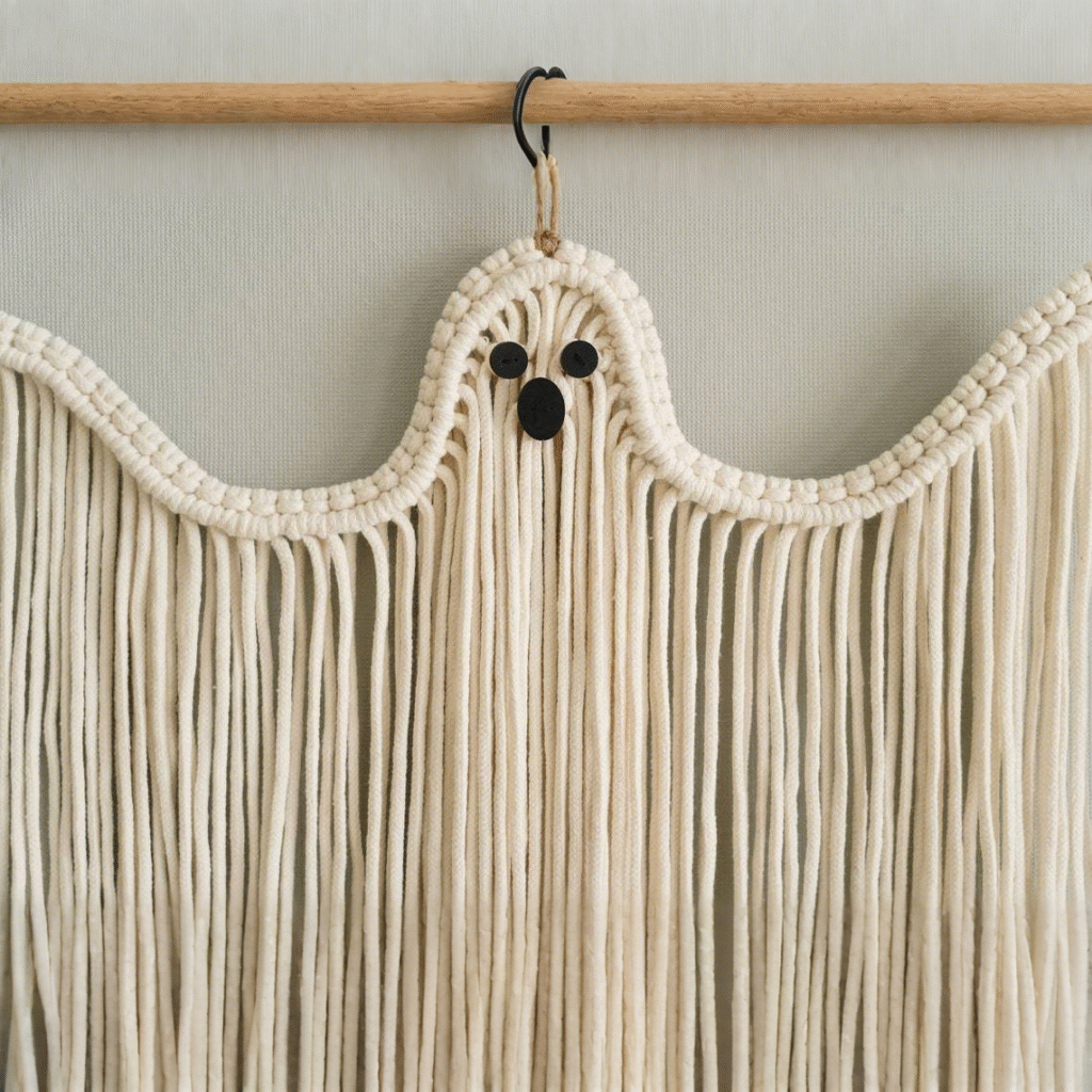 handmade macrame ghost wall hanging