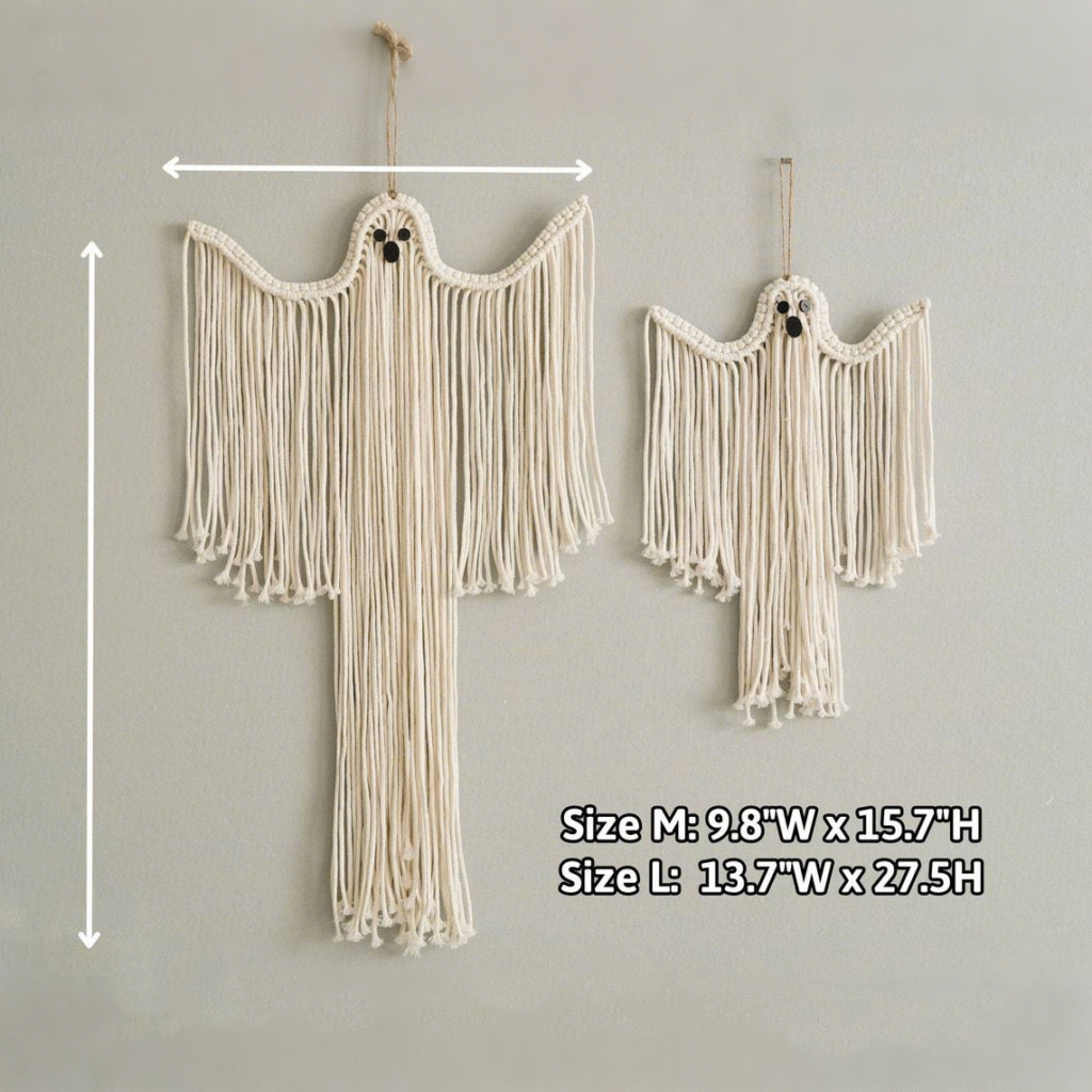 handmade macrame ghost wall hanging