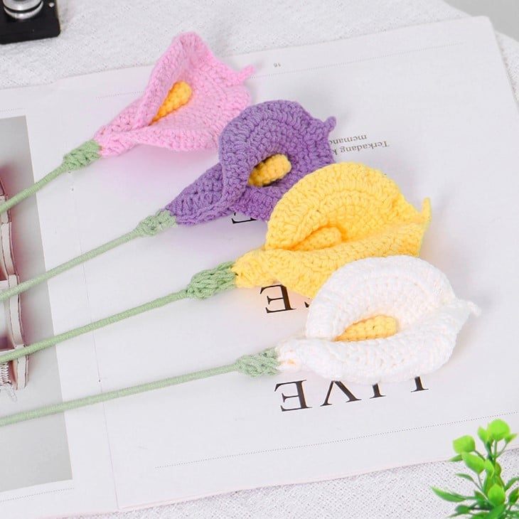 handmade crochet calla lily flower bouquet