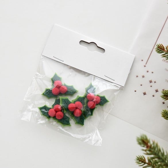 Handmade Felt Christmas Holly Berry Ornaments