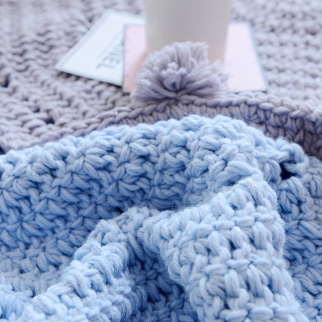 Crochet Round Hollow Doily Rug Blue Crochet Rug