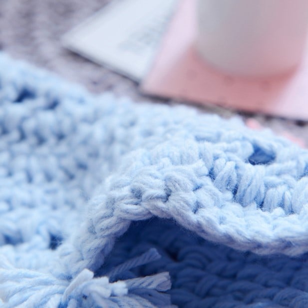 Crochet Round Hollow Doily Rug Blue Crochet Rug