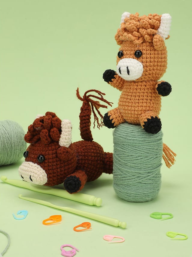 Handmade Crochet Highland Cow DIY Kit