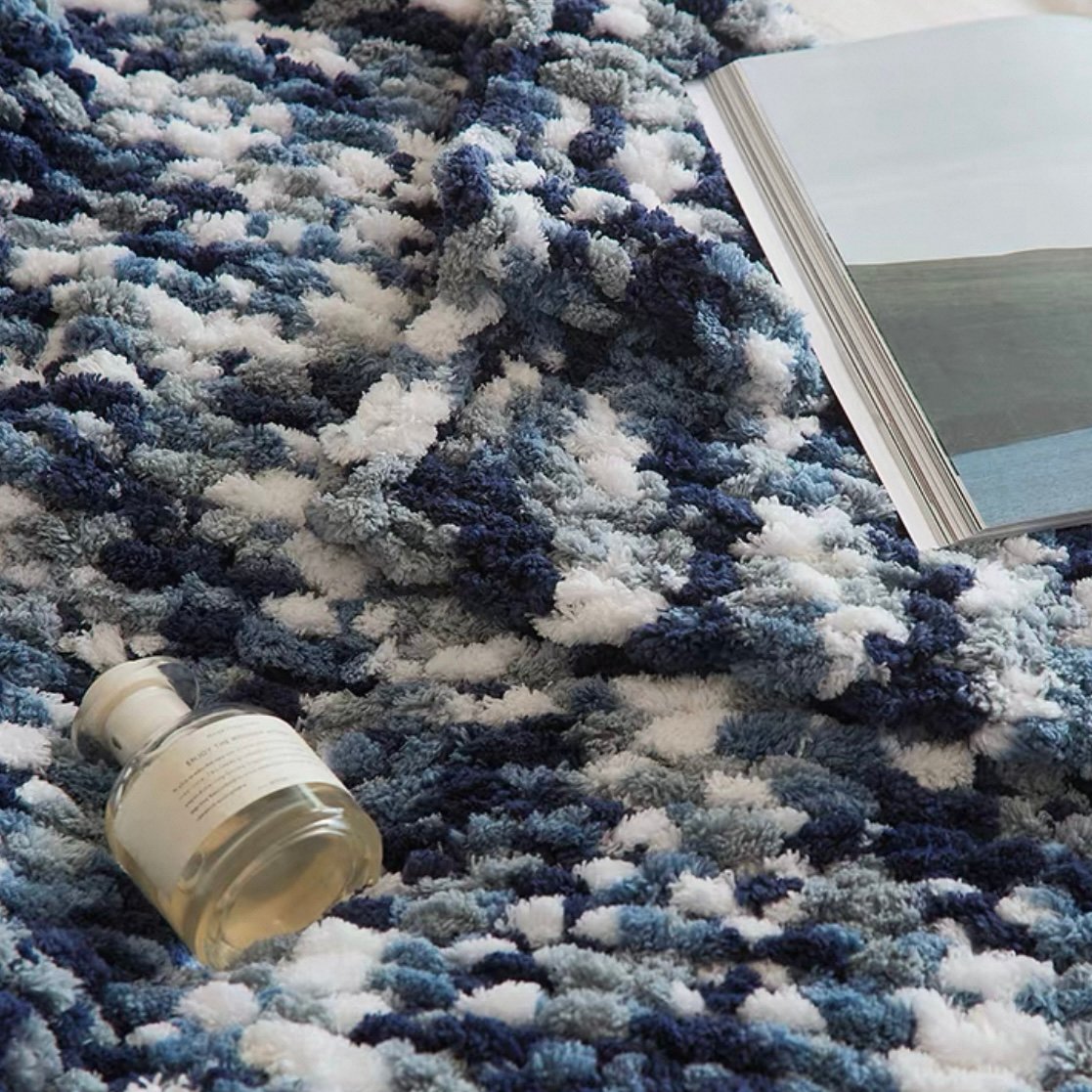 Handmade Gradient Chunky Knit Throws Blue Ombre Knit Throw