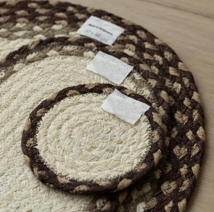handmade jute coasters and placemats