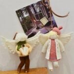 Handmade Felted Girl Angel Ornament with Pink Hat and Wings