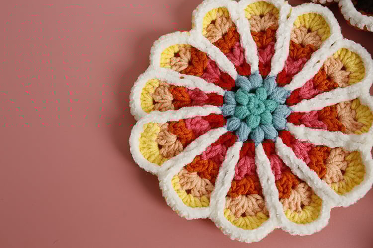 Handmade Gradient Crochet Flower Coasters