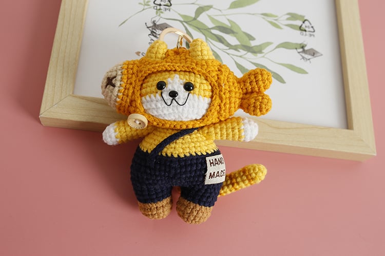 Handmade Crocheted Cat Doll Keychain