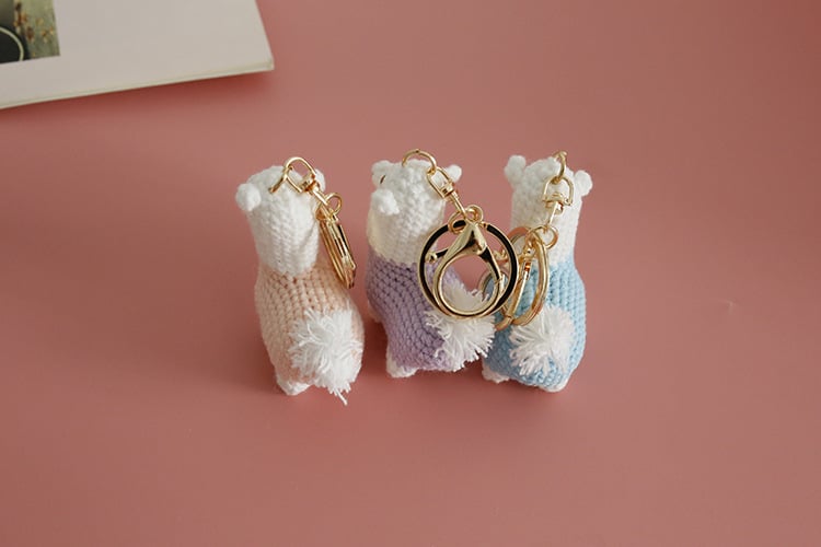 Handmade Crochet Alpaca Keychain