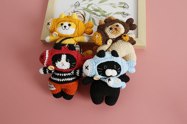 Handmade Crocheted Cat Doll Keychain