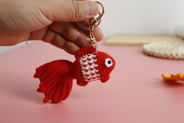 Crochet Goldfish Keychain