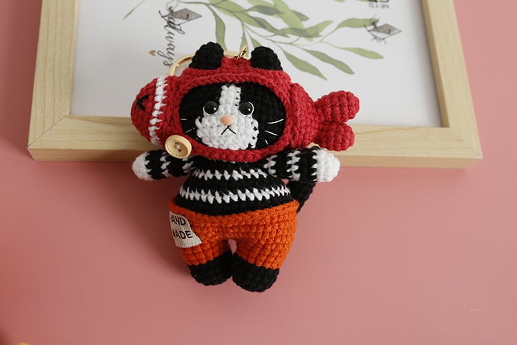 Handmade Crocheted Cat Doll Keychain