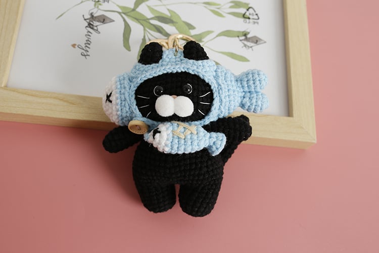 Handmade Crocheted Cat Doll Keychain