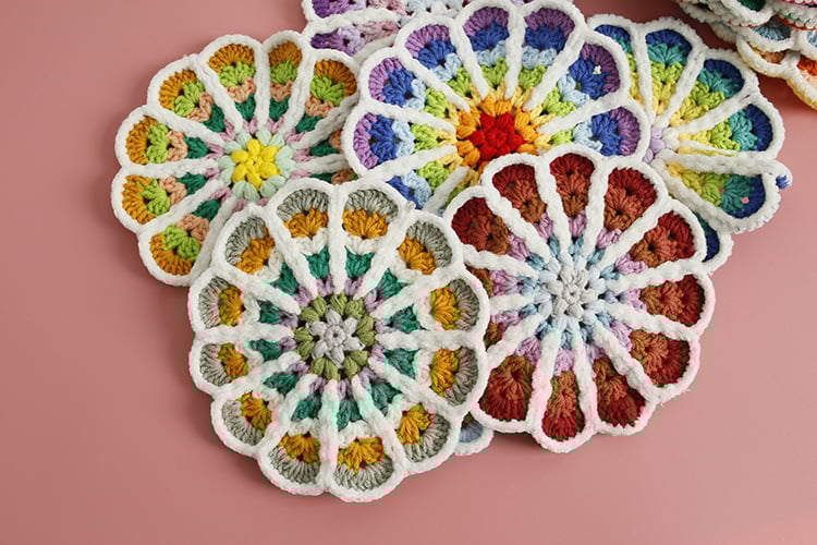 Handmade Gradient Crochet Flower Coasters
