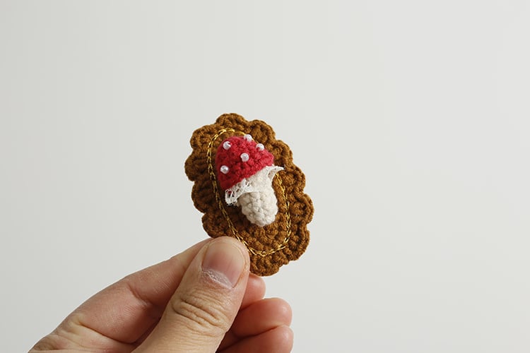Handmade Crochet Mushroom Hair Clip - mushroom lace edge hairpin