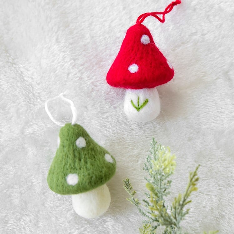 Handmade Mini Wool Felt Mushroom Christmas