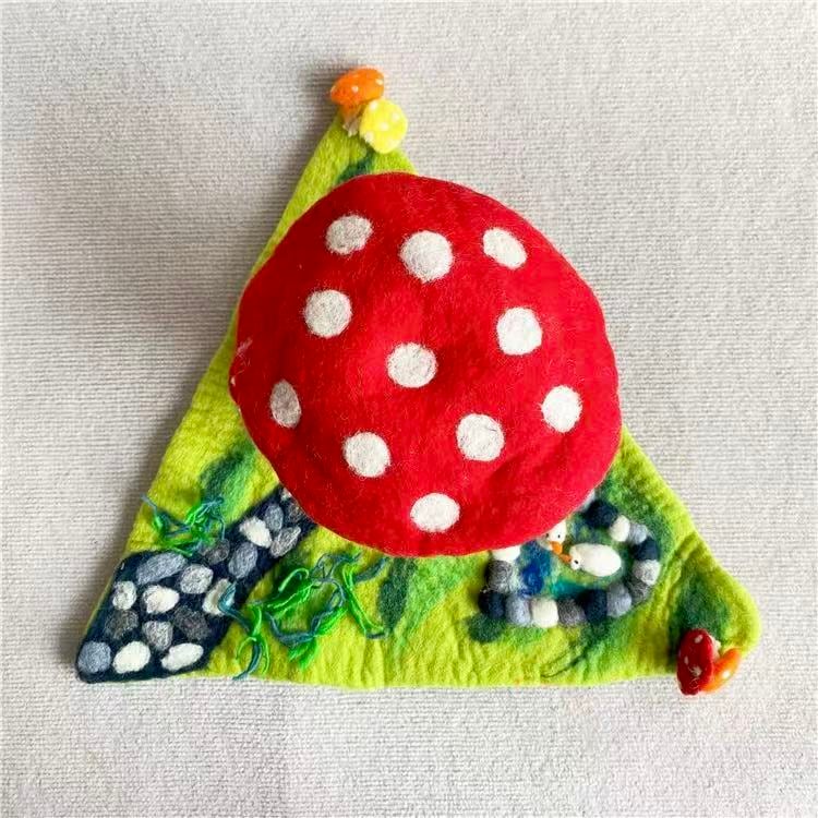 Handmade Felt Mushroom House Diorama