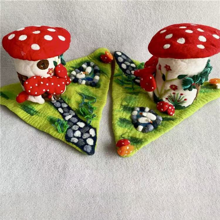 Handmade Felt Mushroom House Diorama