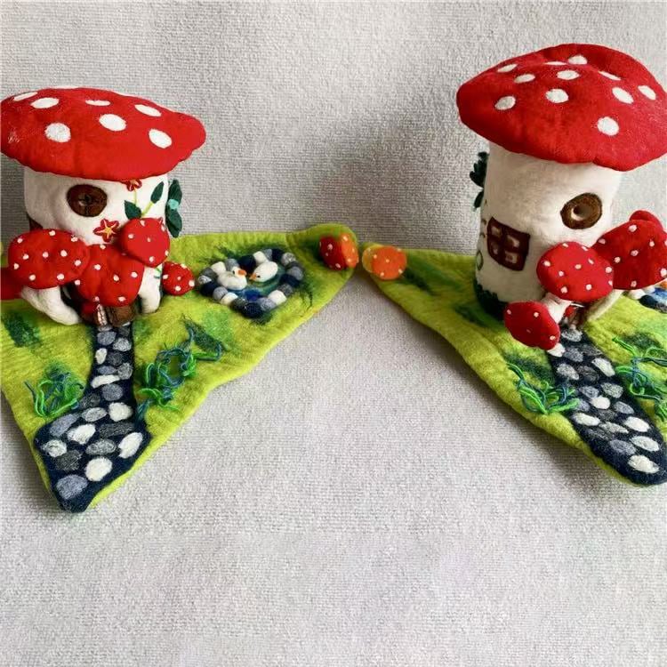 Handmade Felt Mushroom House Diorama