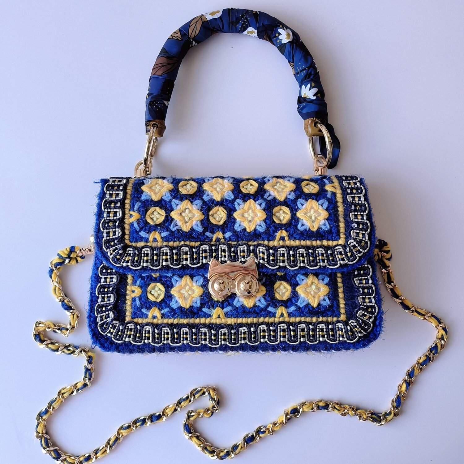 OwnJoye Handmade Starry Night Crochet Bag Inspired by Van Gogh