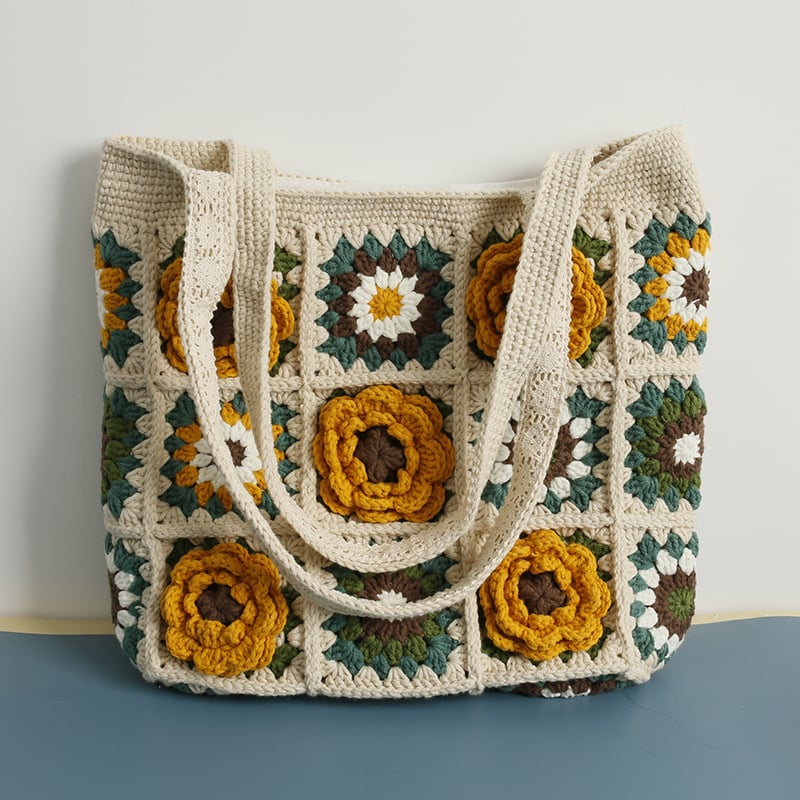Handmade crochet sunflower bag