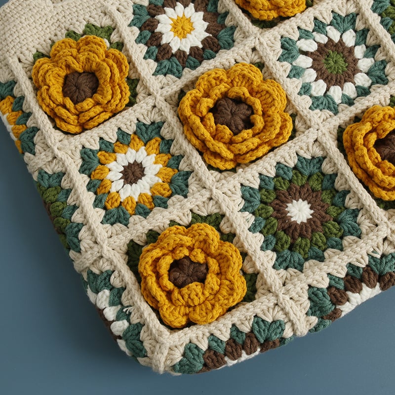 Handmade crochet sunflower bag