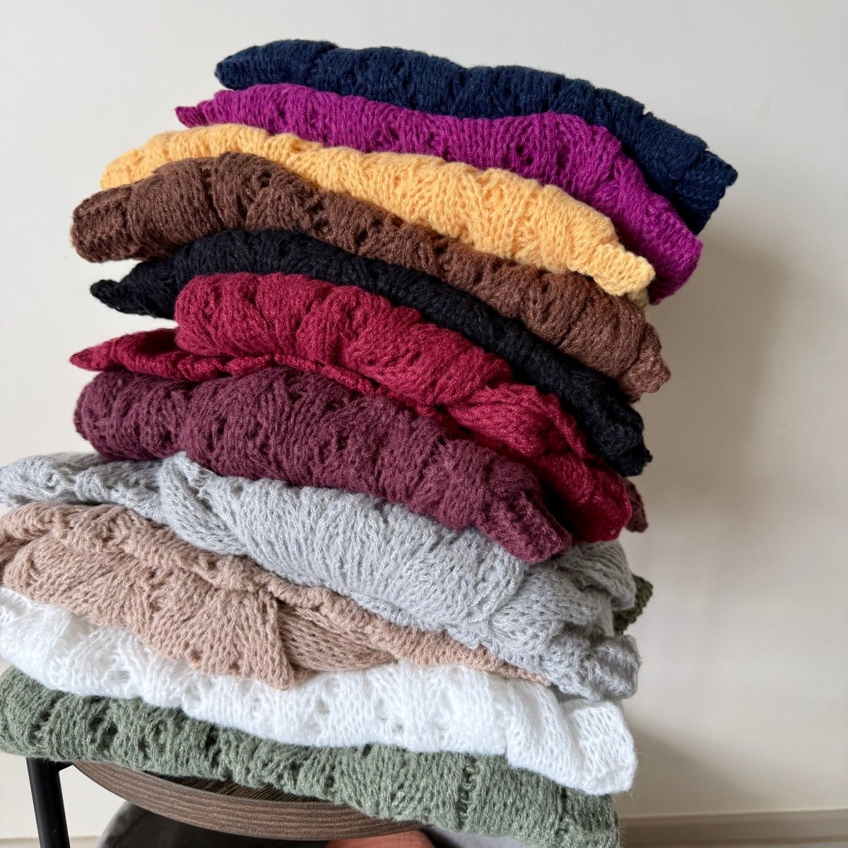 Knit Poncho Scarf with Hollow Out Sleeves