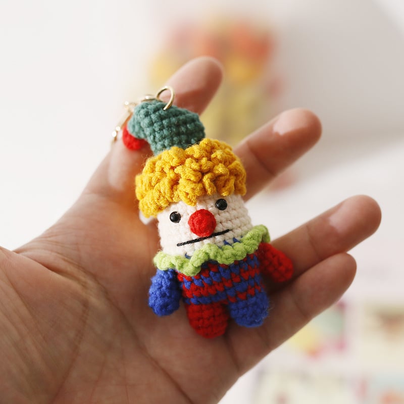 Handmade Crochet Clown Keychain