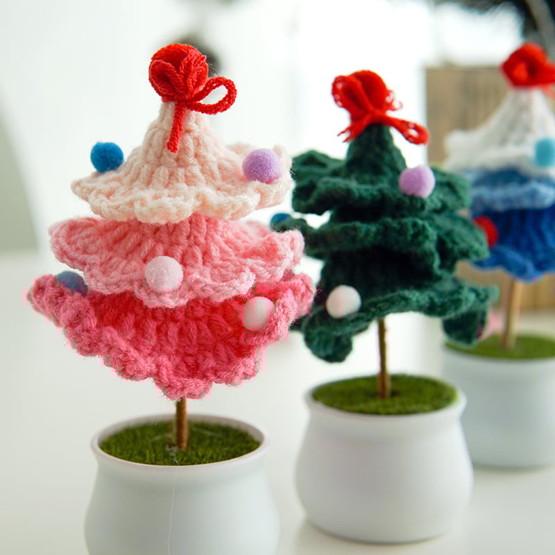 Handmade Crochet Christmas Tree Potted