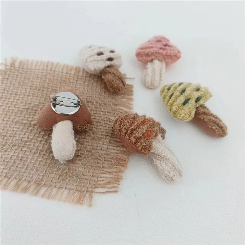 Handmade Fabric Mushroom Brooch