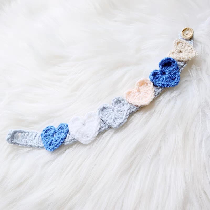 Handmade woven pet collar with flower & heart designs 