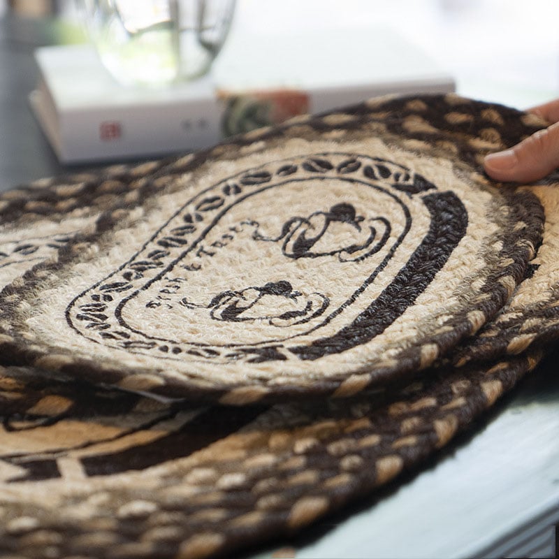 handmade jute coasters and placemats