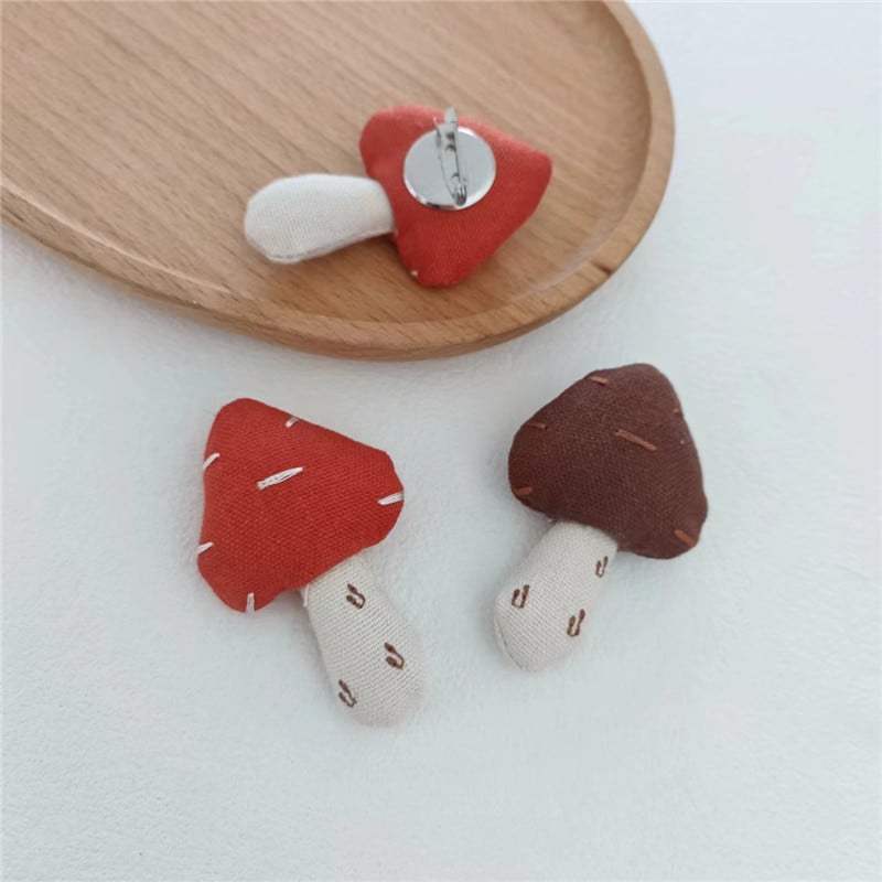 Handmade Fabric Mushroom Brooch